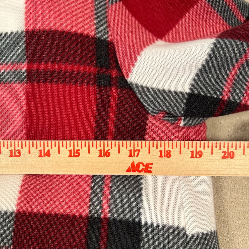 Abercrombie Red Plaid Open Front Cardigan Jacket Sherpa Lined Long Comfy Women S - Picture 6 of 12